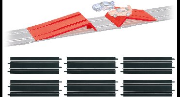 Carrera Go!!! Racebaanonderdeel - GO!!! Actie Pack Set - Schans met Landingsdeel en 6 Rechte Stukken - 8 Baandelen onderdeel