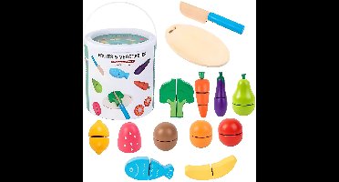 Montessori Houten Speelgoed Set - Kleurrijk Speelgoedfruit en -groente - Educatief Kinderspeelgoed - Ontwikkelingsspeelgoed voor Kinderen vanaf 3 jaar