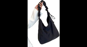 S&E Lichtgewicht Nylon Schoudertas – Ruim, Verstelbaar & Ideaal voor School of Outdoor - Zwart