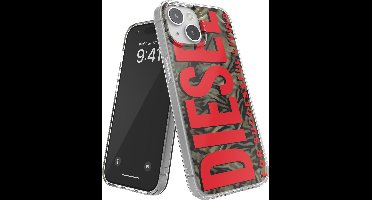 Diesel Biscotto Camo Telefoonhoesje iPhone 15 – Camouflageprint en Rood Diesel Logo – Valbescherming tot 2 Meter – Shockproof – Origineel Diesel Accessoire