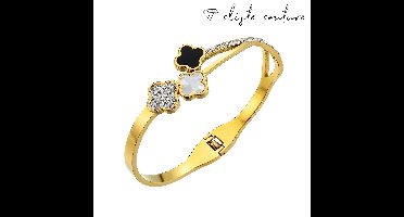 Cliste Couture - Kylie Clover Armband met Cubic Zirkoon - 18k Verguld - Roestvrij staal -Armband dames - Waterproof - Sieraden voor vrouwen - cadeau - Verstelbaar