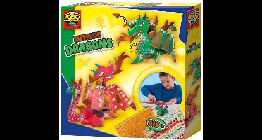 SES Creative 14296 Metalen Draken - Creatieve Knutselset voor Kinderen vanaf 5 Jaar - Bouw kleurrijke draken met stickers en papier - Perfect voor knutselplezier en fantasie-avonturen