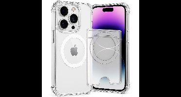 SnapSkin Hoesje & Pasjeshouder geschikt voor iPhone 14 Pro Max - Geschikt voor MagSafe Case - Magnetische Kaarthouder - Transparant