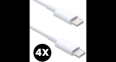 4x USB-C Oplader Kabel 60W - USB-C Naar USB-C Kabel - Oplaadkabel - Lader - Laadkabel - Snellader - Universeel - Wit - 2 Meter