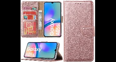 Hoesje geschikt voor Samsung Galaxy A05s bookcase met pasjeshouder - Rosé goud