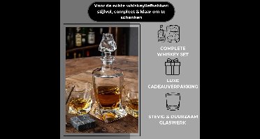 Twisted Whiskey Decanter – Complete Luxe Whiskey Set met Glazen, Whiskey Stones & Trechter – 1L Karaf