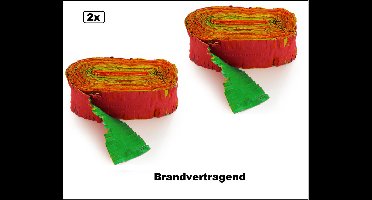 2x Crepe guirlande rood/geel/groen 24meter - Brandvertragend - Slinger verjaardag vlaglijn festival thema feest party