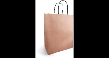 25 stuks Papieren tasjes effen taupe 23+12x30cm