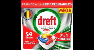 Dreft Vaatwastabletten Platinum Plus All In One Citroen - 59 stuks