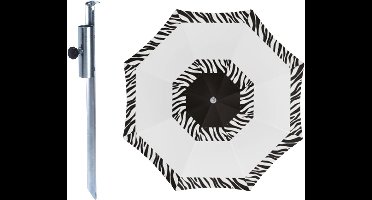 Strand / tuin / camping parasol Kenia - met metalen grondharing - D180 cm - verstelbaar - UV straling bestendig