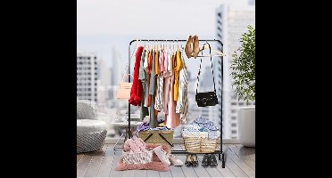 kledingrek - Metalen - belastbare - met bovenstang en opslag onderste plank - 40D x 110B x 150H centimeter - Laadvermogen 181,44 kg - zwart