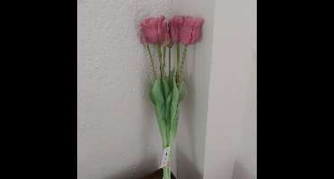 Bos tulpen open 47cm paars 7 stuks - Kunstbloem - Kunstboeket