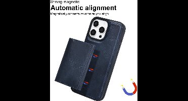 TUNIQ telefoonhoesje voor Apple iPhone 16 Pro Max - Afneembare pasjeshouder - Blauw