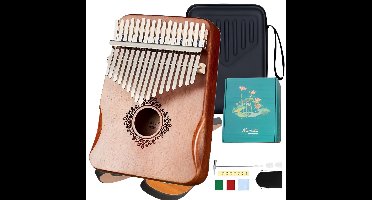 PrimeTop® Kalimba 17 Tonen – Duimpiano met Standaard, Hoes & Stemhamer – Muziekinstrument voor Beginners & Cadeau