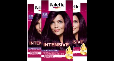 Palette - 4-99 Aubergine - Haarverf - Intensieve, Natuurlijke Kleuren met 100% Grijsdekking - Voordeelverpakking - 3 stuks