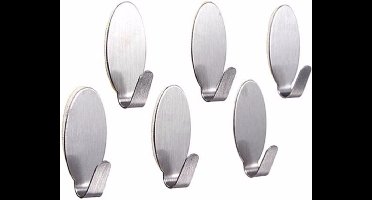 12 x Zelfklevende ophanghaken - Haakjes - RVS - Tassenhaken - Jassenhaken - Keukenhaken - Badkamerhaken