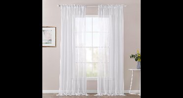 Boraboi® Transparante Set van 2 Luchtige Vitrage Gordijnen met Stangdoorgang voor Woon- en Slaapkamer, 140 x 175 cm, Wit