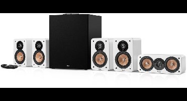 Teufel ULTIMA 20 CONCEPT Surround Power Edition 5.1 Systeem - Home cinema set met Subwoofer en geïntegreerde AV-ontvanger - Bluetooth aptX, HDMI ARC CEC, USB-C - wit