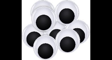 Allecto Plus - 8 stuks Zelfklevende Wiebelogen Zwart Wit 60 mm - Kunststof Ogen voor DIY Ambachten - Speelgoed Accessoires met Zoekwoorden "knutselen" en "scrapbooking"