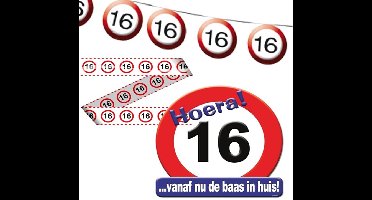 16 jaar Feest pakket versiering verkeersbord - 3delig.