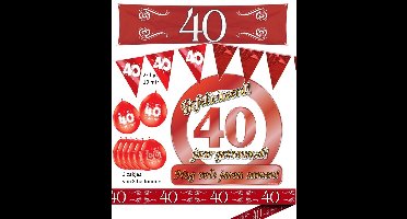 40 jaar getrouwd XL 9 delig- Jubileum pakket feestversiering - robijnen bruiloft.