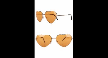 Hartjes Bril - Oranje - One Size - Unisex - Volwassen Maat - Een Stuk