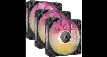 Corsair iCUE LINK RX120 MAX RGB PWM Thick Fans Starter Kit - 3-pack - 120mm - 71.28 cfm - 400 - 2000 rpm - 10 - 29.5 dBA - Incl. iCUE LINK System Hub - 8 RGB LED's - 4-pin PWM - zwart