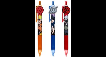 Naruto Shippuden Balpennen – Set van 3 – Blisterverpakking – 8x16x2 cm - School