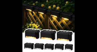 Zelfklevende Zonnelampen - Buitenverlichting Solar - Zelfklevend - Zonne - Zonne Energie Buitenverlichting - Solar Tuinverlichting - Hanglamp Buiten - Muurverlichting - Padverlichting - Ambiance Verlichting Buiten Trap - 4 STUKS - Warm Licht - Zwart