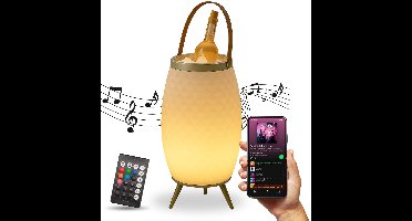 FlinQ Bali M - Speaker Lamp - Draadloze Speaker - Wijnkoeler - Tafellamp - Bluetooth - RGB - Wit