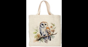 Shopper - Totebag - Boodschappentas | Uil | Duurzaam - Linnenlook - 48x38cm