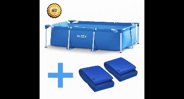 AG Zwembad Intex - 260x160x65cm - Inclusief AG Afdekhoes & Grondzeil - Zwembaden - Zwembadje -  Rechthoekig- Sterk - opzetzwembad - familiebad - afdekhoes -