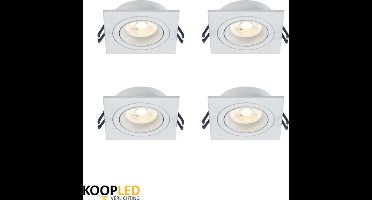 Lichtbron - GU10 Plafondarmatuur - 4 Stuks - Dimbaar - Kantelbaar - Wit - 3000K