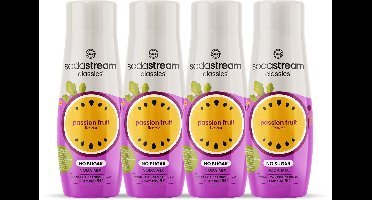 SodaStream Classics Passion fruit Zero siropen - Passievrucht smaak - Extra vitaminen en mineralen - Goed voor 36L bruisende drank - 4 stuks - 4x440ml