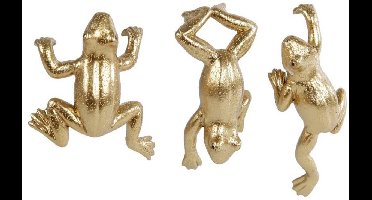 Beeld Kikker polystone 6,5x8cm goud