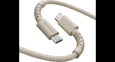 Fresh ‘n Rebel FlexWave USB-C naar USB-C Oplaadkabel - Extra lang (2m) - Siliconen gevlochten kabel - Ultraflexibel - 100W - Silky Sand