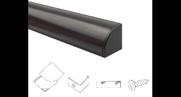 4 meter led strip profiel hoek - Zwart - Slim line - Compleet incl. afdekkap - Led profiel hoek - Led profiel zwart