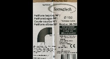 Kachelpijp Ø 150 Bocht 90° - zwart - geemailleerd