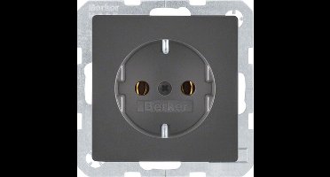 BERKER Q1 Inbouw wandcontactdoos 1-voudig met randaarde antraciet