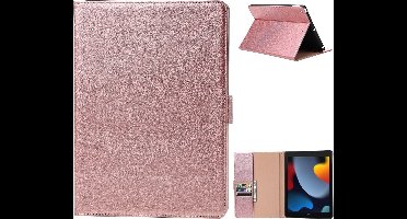 iPad 2021 hoes Bookcase Premium Luex Leren case Rose Goud - iPad 2020 hoes - iPad 2019 hoes Luex 10.2 inch - hoes iPad 2021 / Ntech -ipad hoes 7e generatie hoesje - Portemonnee cover