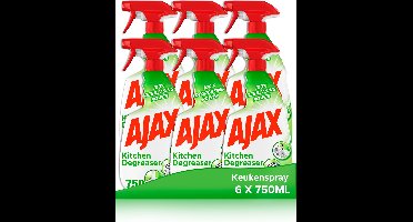 Ajax Keukenspray - 6 x 750ml - Ultra Ontvettende Reiniger - Voordeelverpakking