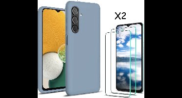 Hoesje Geschikt Voor Samsung Galaxy A13 5G / A04s hoesje silicone soft back cover - met Screenprotector 2 PACK – Licht Blauw