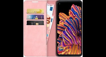 Just in Case hoesje geschikt voor Samsung Galaxy Xcover Pro - Hoesje met Pasjeshouder - Luxe Book Case - Roze