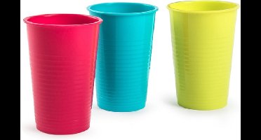 12x stuks Drinkglazen/limonadeglazen gekleurd 360 ml - Sapglazen/waterglazen onbreekbaar kunststof voor kinderen
