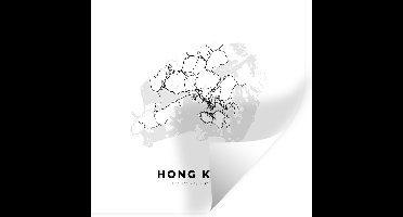 Muurstickers - Sticker Folie - Hong Kong - Kaart - Zwart Wit - 30x30 cm - Plakfolie - Muurstickers Kinderkamer - Zelfklevend Behang - Zelfklevend behangpapier - Stickerfolie