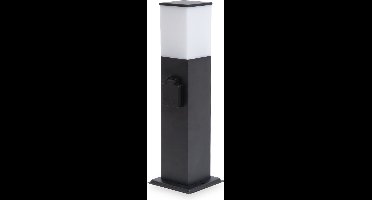 HOFTRONIC - Rustic S - Buitenstopcontact paal - 42cm - 4 stopcontacten - Sokkellamp - IP44 voor buiten - Tuinlantaarn - Zwart - E27 fitting - Buitenstopcontact met verlichting - buitenlamp met stopcontacten