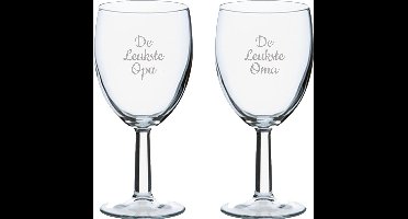 Gegraveerde wijnglas 24,5cl De Leukste Opa- De leukste Oma