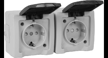 Kopp 137056002, CEE 7/3, 2 module(s), CEE 7/4, Zwart, Grijs, 250 V, 16 A