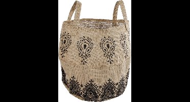 Mand "Taja" naturel/zwart jute 30x30x28cm
