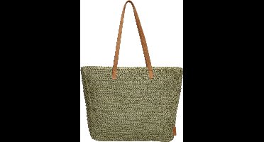 Beagles Strandtas Natural Life - Rieten Shopper met Ritssluiting - 35x46x12 cm - Dames Tas - Olijfgroen